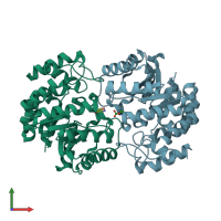 PDB entry 3tce coloured by chain, front view.