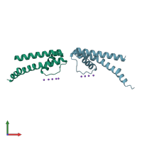 PDB entry 3tcu coloured by chain, front view.