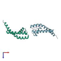 PDB entry 3tcu coloured by chain, top view.