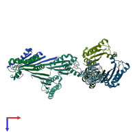 PDB entry 3td3 coloured by chain, top view.