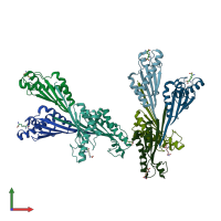 PDB entry 3td4 coloured by chain, front view.