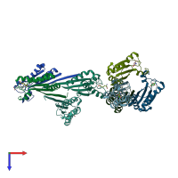 PDB entry 3td4 coloured by chain, top view.