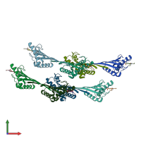 PDB entry 3td5 coloured by chain, front view.