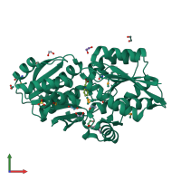 PDB entry 3td9 coloured by chain, front view.