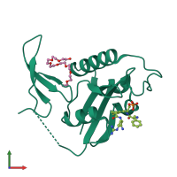 PDB entry 3tdb coloured by chain, front view.