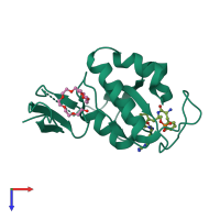 PDB entry 3tdb coloured by chain, top view.