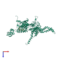 PDB entry 3tdc coloured by chain, top view.