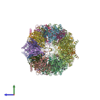 PDB entry 3tdd coloured by chain, side view.