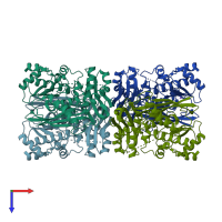 PDB entry 3tde coloured by chain, top view.