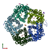 PDB entry 3tdo coloured by chain, front view.