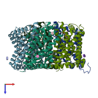 PDB entry 3tdo coloured by chain, top view.