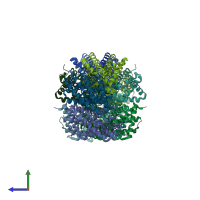 PDB entry 3tdr coloured by chain, side view.