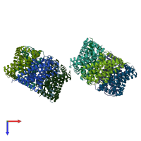 PDB entry 3tdr coloured by chain, top view.