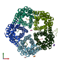 PDB entry 3tds coloured by chain, front view.