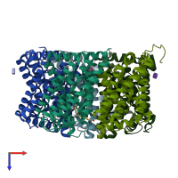 PDB entry 3tds coloured by chain, top view.