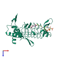 PDB entry 3tdt coloured by chain, top view.