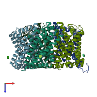 PDB entry 3te0 coloured by chain, top view.