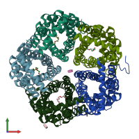 PDB entry 3te1 coloured by chain, front view.