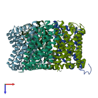 PDB entry 3te1 coloured by chain, top view.