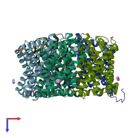 PDB entry 3te2 coloured by chain, top view.