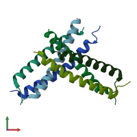 PDB entry 3te3 coloured by chain, front view.