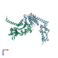 PDB entry 3te6 coloured by chain, top view.