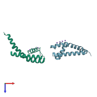 PDB entry 3tet coloured by chain, top view.
