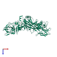 PDB entry 3tew coloured by chain, top view.