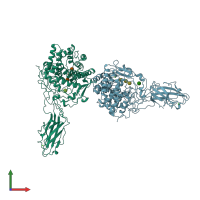 PDB entry 3tf4 coloured by chain, front view.
