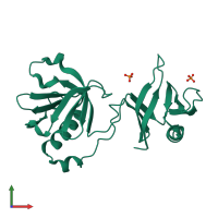 PDB entry 3tfm coloured by chain, front view.