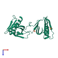 PDB entry 3tfm coloured by chain, top view.
