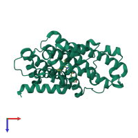 PDB entry 3tfn coloured by chain, top view.