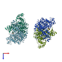 PDB entry 3tg0 coloured by chain, top view.