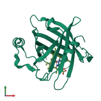 PDB entry 3tgb coloured by chain, front view.