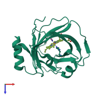 PDB entry 3tgb coloured by chain, top view.