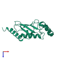 PDB entry 3tgd coloured by chain, top view.