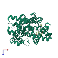 PDB entry 3tgg coloured by chain, top view.