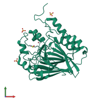 PDB entry 3tgh coloured by chain, front view.