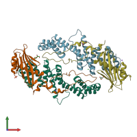 PDB entry 3tgo coloured by chain, front view.