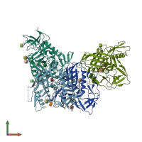 PDB entry 3tgq coloured by chain, front view.