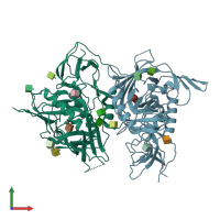 PDB entry 3tgr coloured by chain, front view.