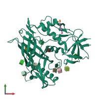 PDB entry 3tgt coloured by chain, front view.