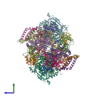 PDB entry 3tgu coloured by chain, side view.