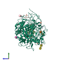 PDB entry 3tgy coloured by chain, side view.