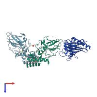 PDB entry 3th1 coloured by chain, top view.