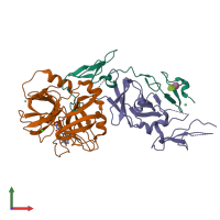 PDB entry 3th3 coloured by chain, front view.