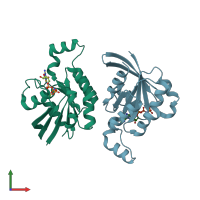 PDB entry 3th5 coloured by chain, front view.