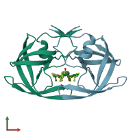 PDB entry 3th9 coloured by chain, front view.