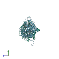 PDB entry 3the coloured by chain, side view.