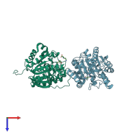 PDB entry 3thj coloured by chain, top view.